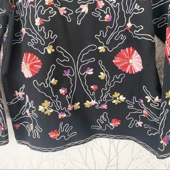 VINTAGE 90’s TAKE TWO Black Heavily Embroidered Jacket Blazer Medium 100% Cotton - Picture 5 of 14